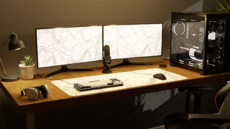 Topographic White V1 Mousepad